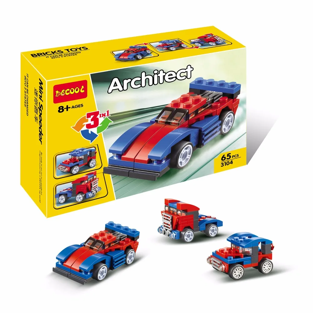 

DECOOL 3101-3104 mini car 3D DIY Figures toys for children educational building blocks Birthday Gifts Christmas