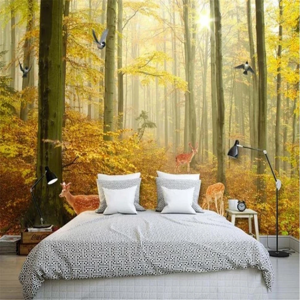 Современный простой лесной пейзаж лес обои фоновая стена 3d | Строительство и