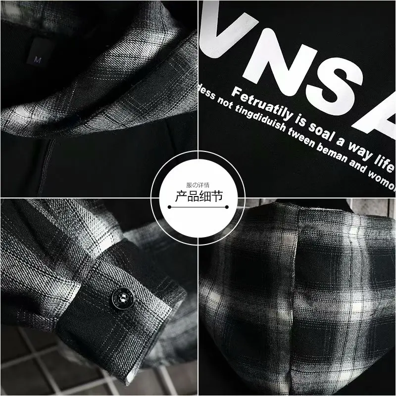

Men's Clothes Sets Korean Style Spring Autumn Elastic Waist Trouser+Splicing Pullover Sweatshirt Set Men Casual Men Clothing Set