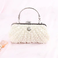 shell design women day clutch with diamonds party wedding chain shoulder evening bags soft beading flower embroidery purse