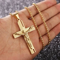 necklace jesus christ crucifix mens necklace gold cross religious pendant necklace with chain jewelry