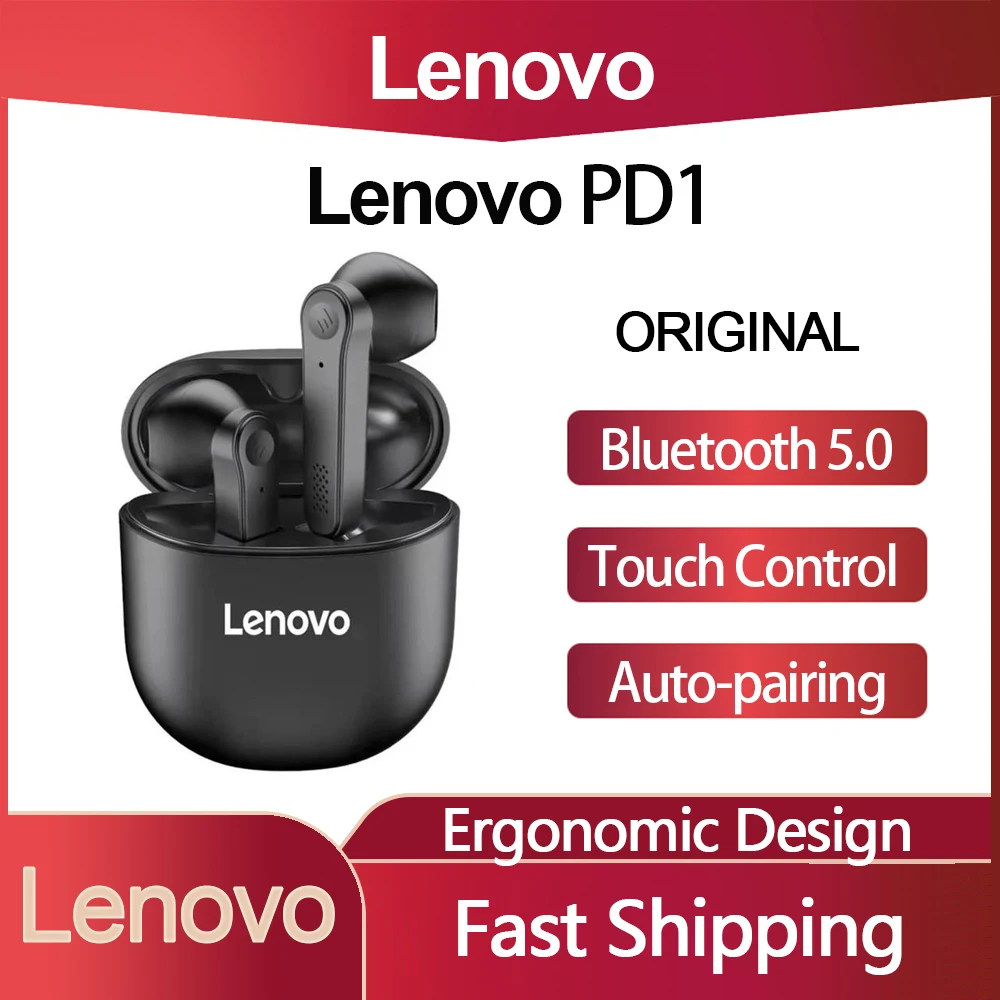 

TWS-наушники Lenovo PD1 с поддержкой Bluetooth 5,0 и сенсорным управлением