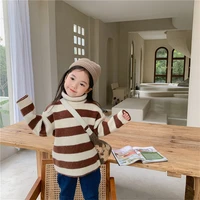girl sweater kids outwear tops%c2%a02022 stripe plus thicken warm winter autumn knitting woolen cotton overcoat children clothing