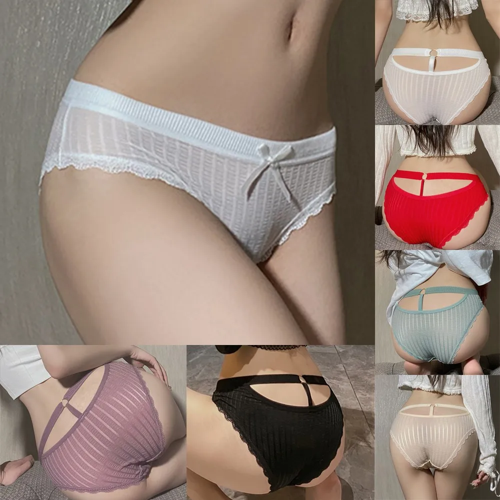 

Buttocks Hollow Womens Sexy Seamless Lace Briefs Panties Ladies Low-waist Soft Thongs Lingerie Ultra-thin Underwear Knickers