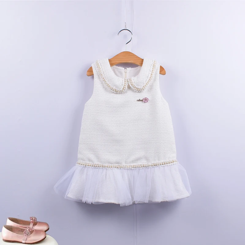 Модное классическое весеннее платье для девочек клетчатое принцессы без рукавов