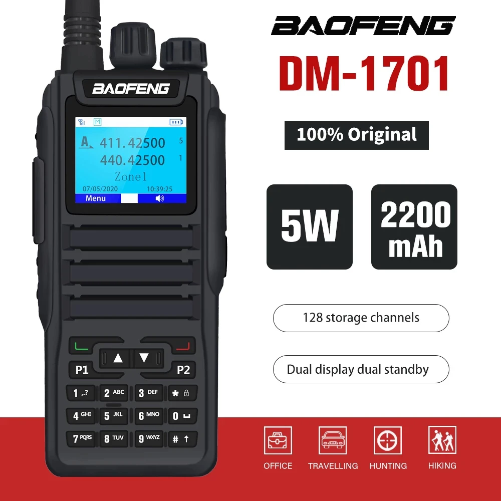 

Baofeng Digital Walkie Talkie DM-1701 Portable Dual Band DMR Two Way Ham CB Radio Comunicador FM Transceiver Station DM1701