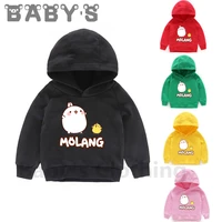 children hooded hoodies kids molang and piupiu cartoon sweatshirts baby pullover tops girls boys cute rabbit clotheskmt5217