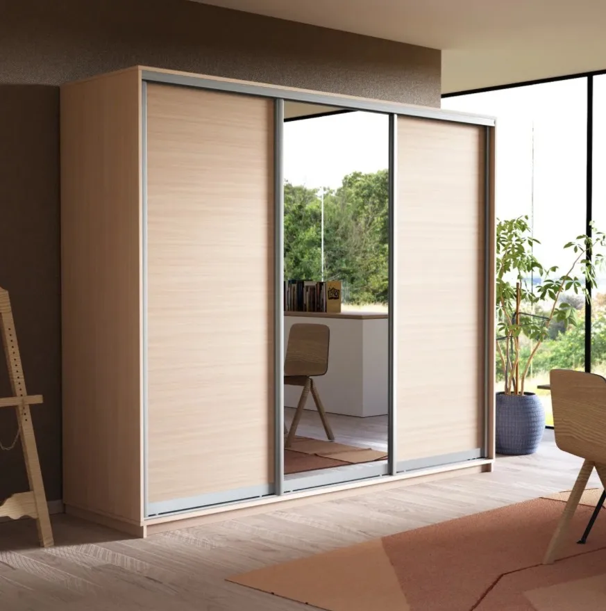 Раздвижной шкаф с широким шкафом и зеркалом 10 полок отсек для вешалки органайзер