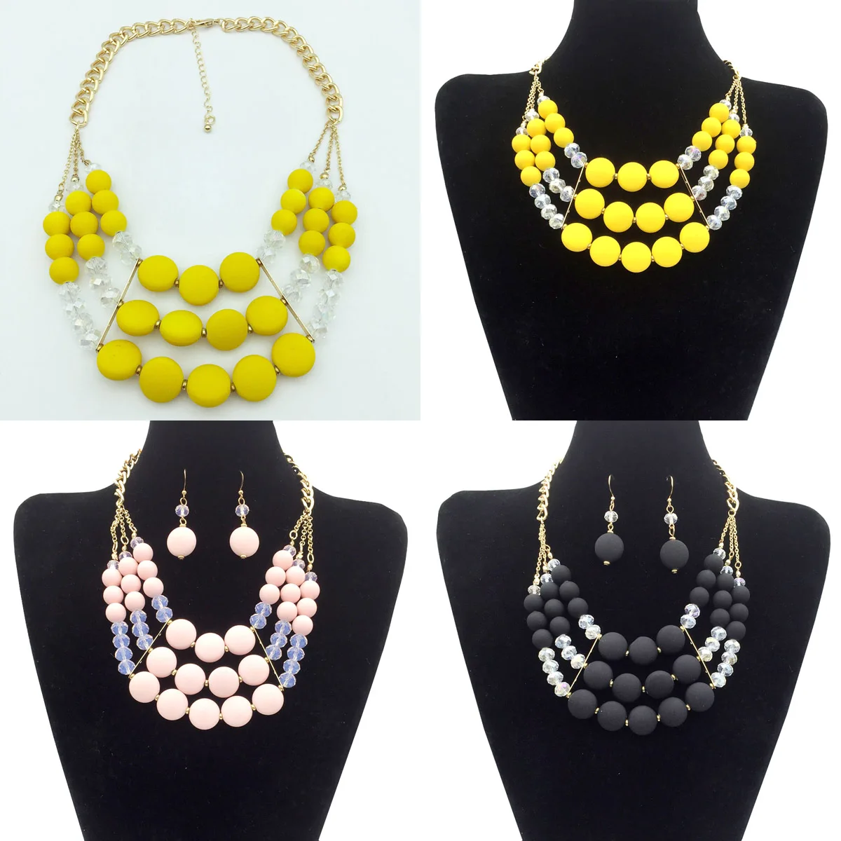 Модная Новая Элегантная желтая розовая черная инструкция акриловая бусина колье