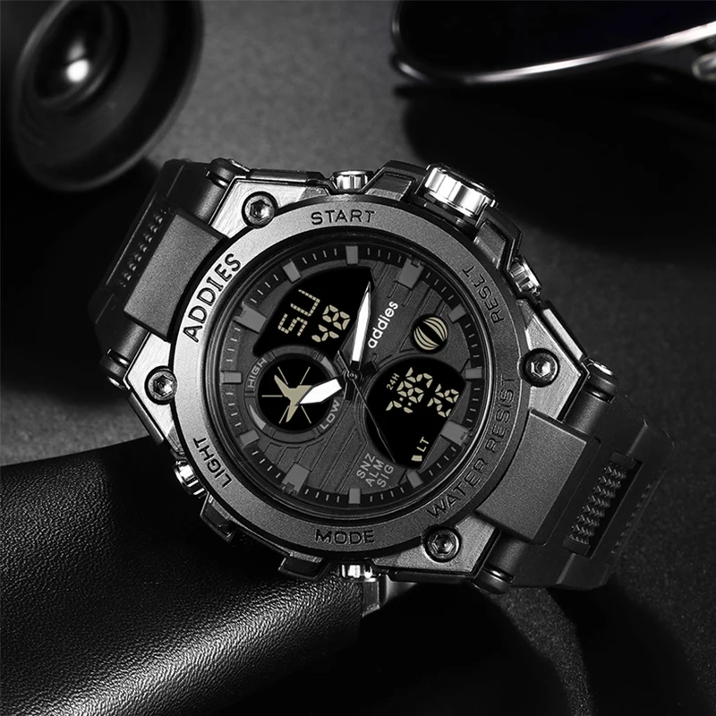 Мужские спортивные часы Addies MY1818 водонепроницаемость 30 м с подсветкой полный