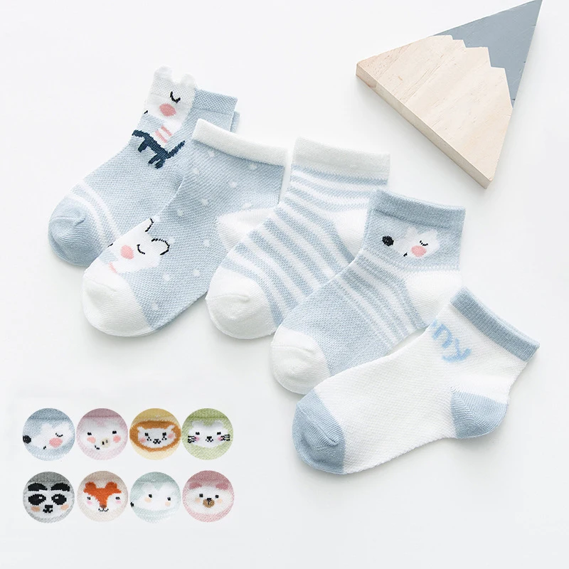 5 pares/lote de calcetines para beb&eacute; y ni&ntilde;os de 0 a 2 a&ntilde;os, calcetines de malla de algod&oacute;n para ni&ntilde;a, calzas para reci&eacute;n nacidos y ni&ntilde;o peque&ntilde;o, accesorios para ropa de beb&eacute;-1