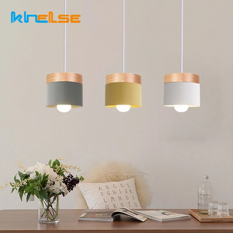 Современная светодиодная Подвесная лампа из дуба в скандинавском стиле