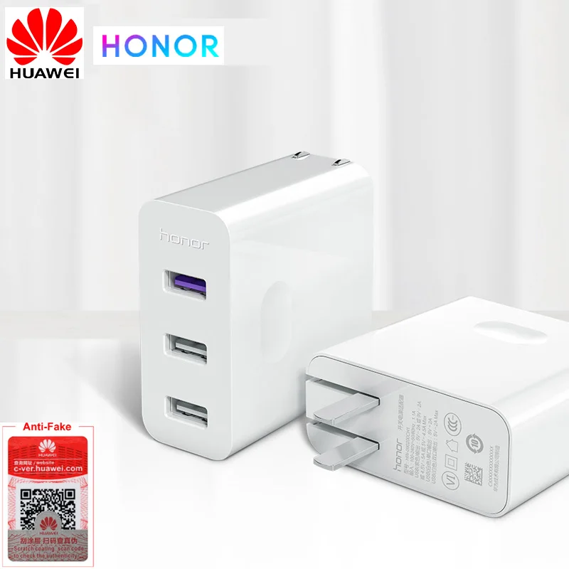Оригинальное зарядное устройство Huawei honor supercharge 3 USB порта 5 В 4 5a 22 Вт макс. 100-240 для