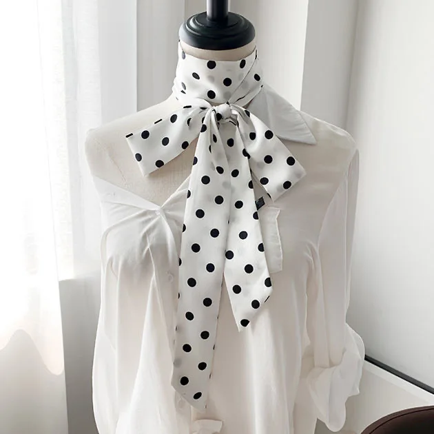 Новинка весенний узкий Двусторонний Шелковый шарф с принтом для девочек мешков