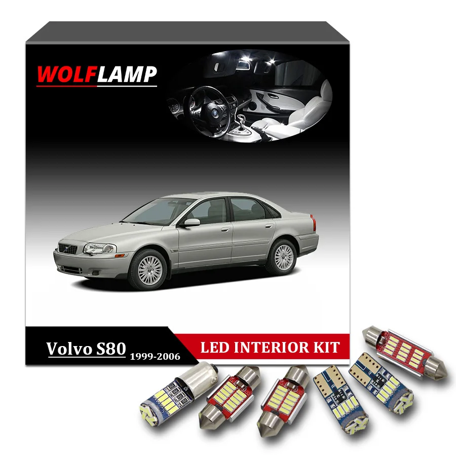 Wolflamp 19 шт. супер яркий белый Canbus комплект светодиодный Внутреннее освещение автомобиля для 1999-2006 Volvo S80 карта свет купольная лампа пластина лампа 12 В