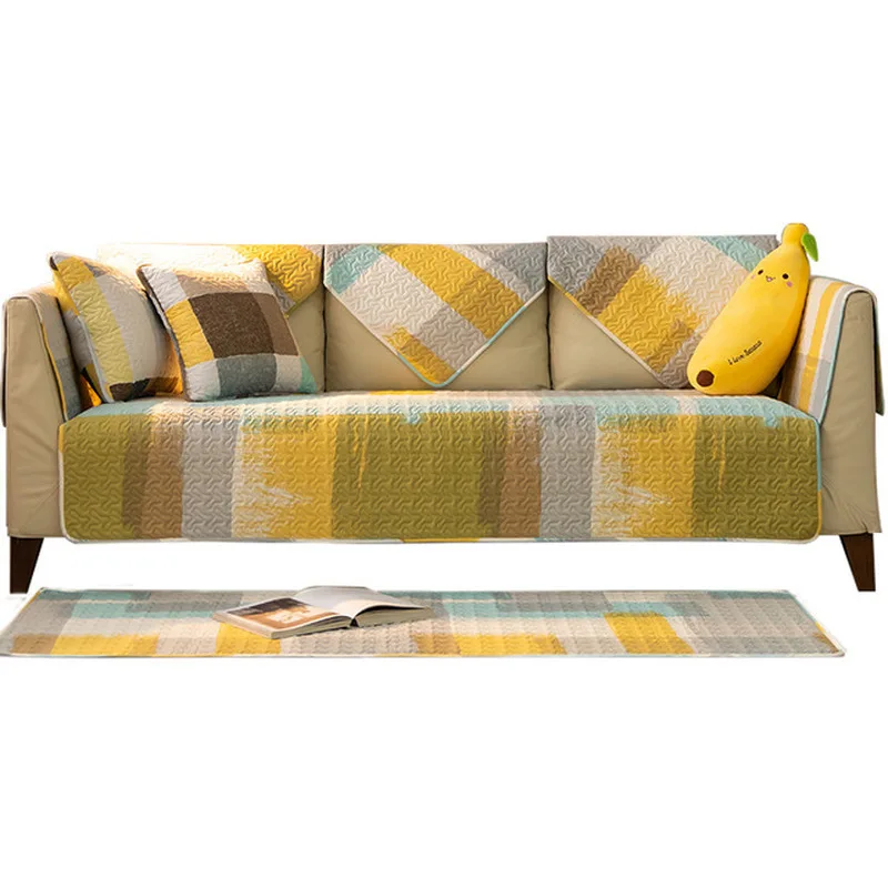 Slipcover Sofa Cover Non-slip Four Season Universal Stretch Cushion Arm Chair Towel for 3-Seater Living Room | Дом и сад