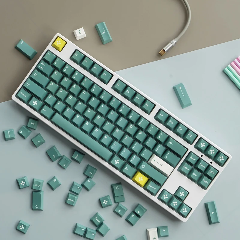 

Клавиатура GMK Dandy с одуванчиком для MX Switch, механическая клавиатура PBT Dye Subbed, колпачки для клавиш, минималистичные зеленые колпачки для клавиш...