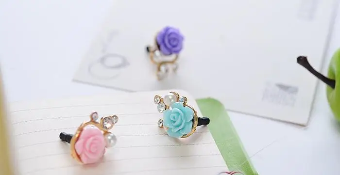 Модные и стильные однотонные смолы цветок Пылезащитная заглушка для 3 5 мм штекер