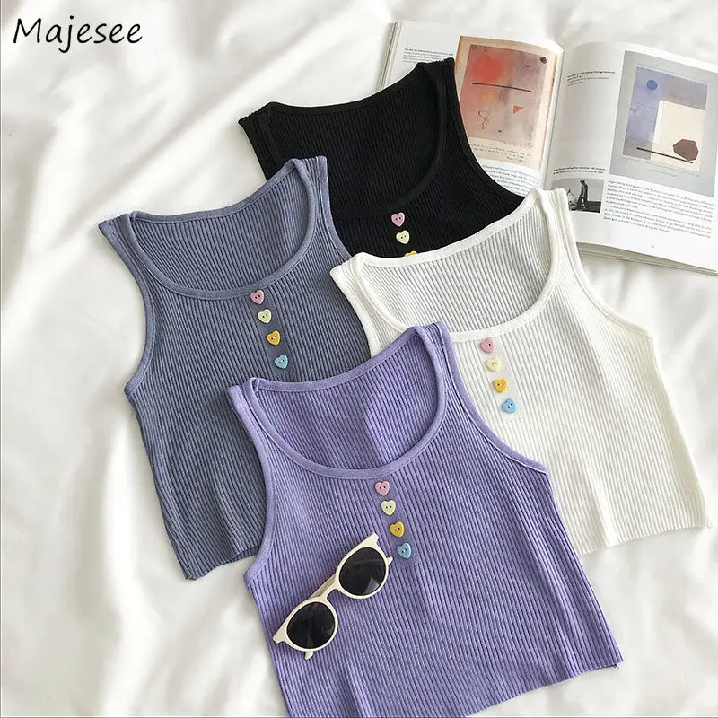 

Укороченный женский топ на пуговицах, однотонная Милая Облегающая майка для фитнеса, милый пикантный нежный винтажный базовый женский летн...