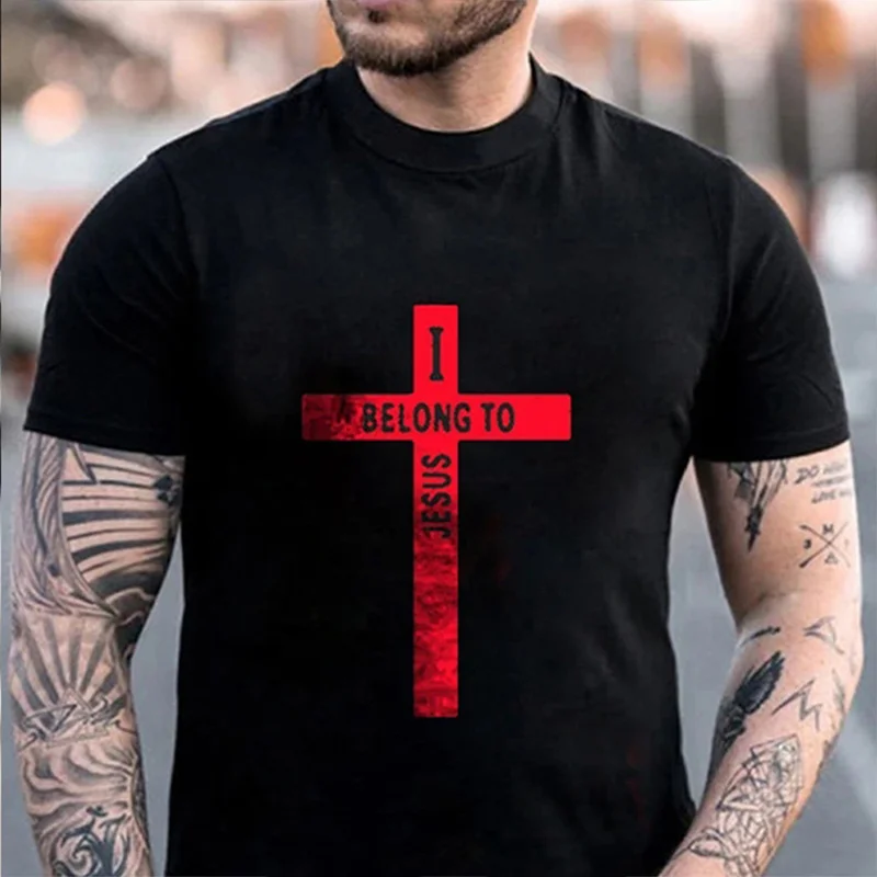 

Cross Letter 3D-Printed T-Shirt Oversized T-Shirt Comfortable Breathable Men's Summer Casual Shirt XXS-4XL