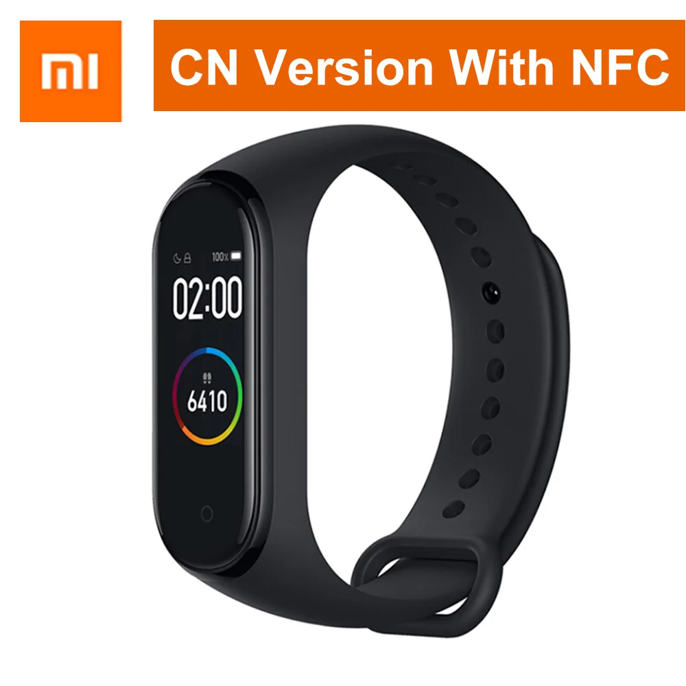 NFC Version Xiaomi mi 4 смарт-браслет AMOLED цветной сенсорный экран Bluetooth 5,0 монитор сердечного ритма фитнес 50 м плавание mi ng водонепроницаемый - Цвет: NFC Version
