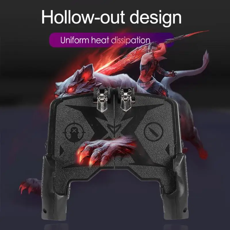 

K21 PUBG Mobile Gamepad L1R1 Game Controller Four Fingers Ergonomic Grip Metal Trigger Joystick for iOS Android Phone