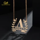 Индивидуальное ожерелье с именем пшеничные уши из нержавеющей стали 18K позолоченный именной кулон с именем на заказ цепочка для женщин ее подарки