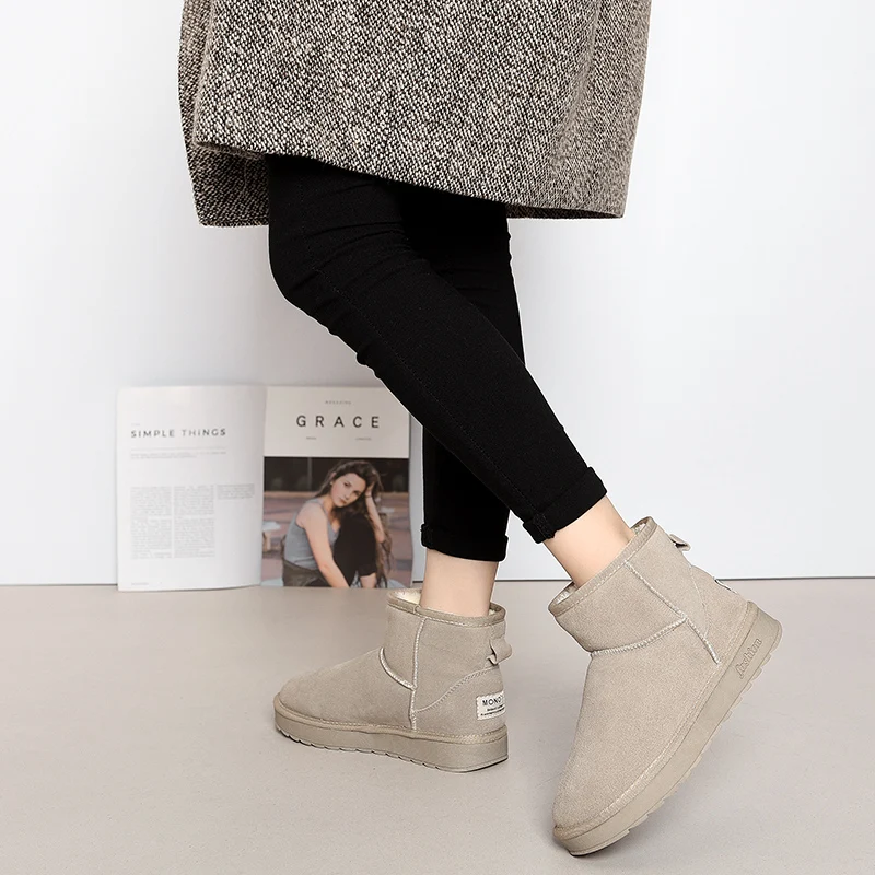 Новинка 2019 года Модные женские зимние ботинки повседневная кожаная обувь