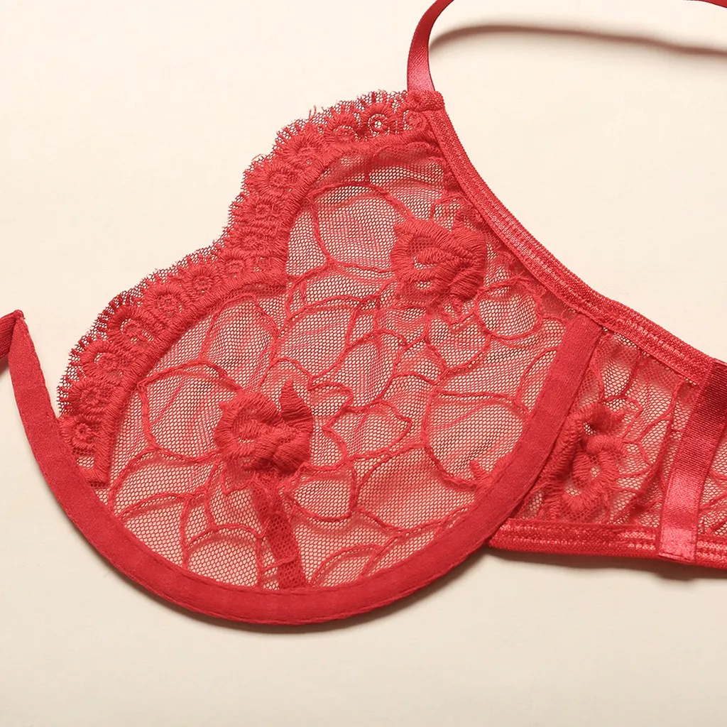 Пикантные Для женщин нижнего белья с цветочным рисунком кружевное женское белье