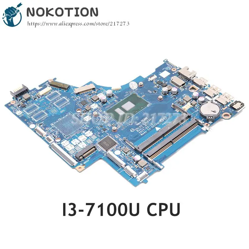 

NOKOTION For HP Pavilion 15-BS Laptop motherboard I3-7100U CPU 924749-601 924749-001 KL50 LA-E801P MAIN BOARD full test