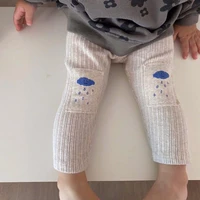 2021 new spring knee patch baby pants toddlers kids girls leggings boys ribbed long pants children elastic pants