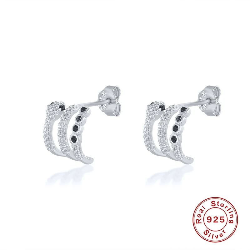 Aide властная пирсинг в виде змеи-Форма серьги со шпилькой для Для женщин 925 пробы