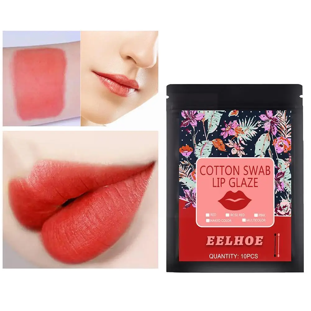 

Cotton Swab Lip Glaze Velvet Matte Creatives Lip Gloss Lip Non-stick Long Cup Not Waterproof To Fade Gloss Lasting Easy F9p0