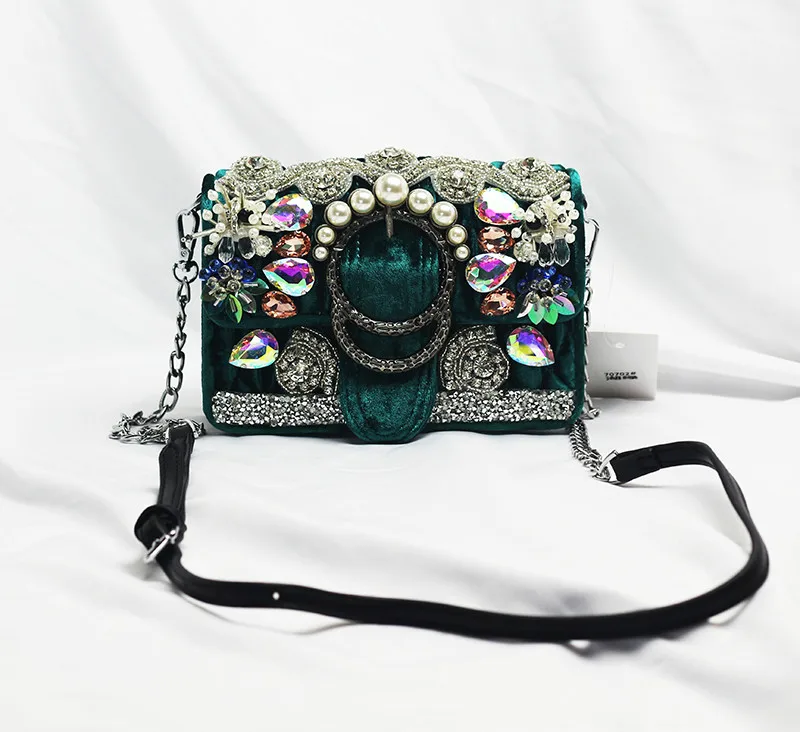 Роскошная винтажная женская сумка ручной работы с бисером и стразами клатч