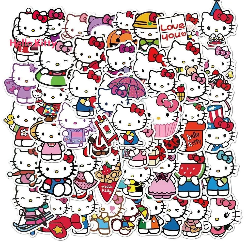 

100pcs Hello Kitty Phone Case Sticker Waterproof Cute Cartoon Sticker