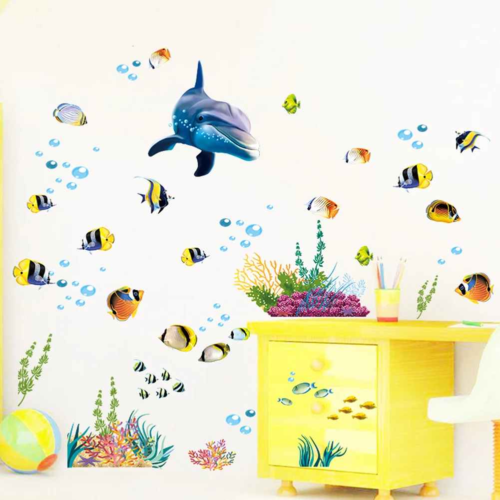 Мультфильм девять звезд Дельфин звездное небо наклейки спальня гостиная