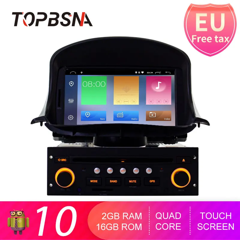 

Автомобильный DVD-плеер TOPBSNA, головное устройство, мультимедийная система на Android 10, с GPS, Wi-Fi, для Peugeot 206, 206CC, 2007-2014, Типоразмер 1 Din