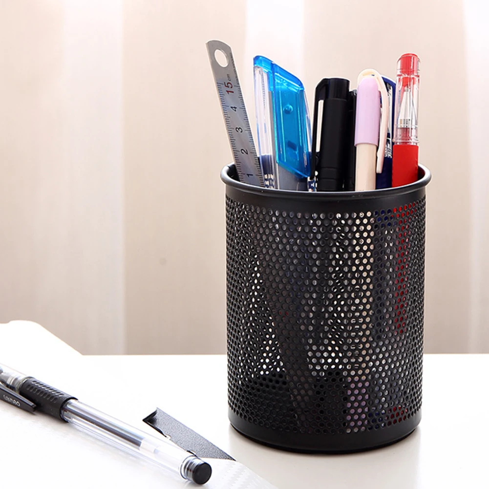 Desktop Pen Holder Metal Mesh Modern Storage Office Ornament Multi Functional Pencil Case Makeup Brush Pot Cosmetic Container | Канцтовары