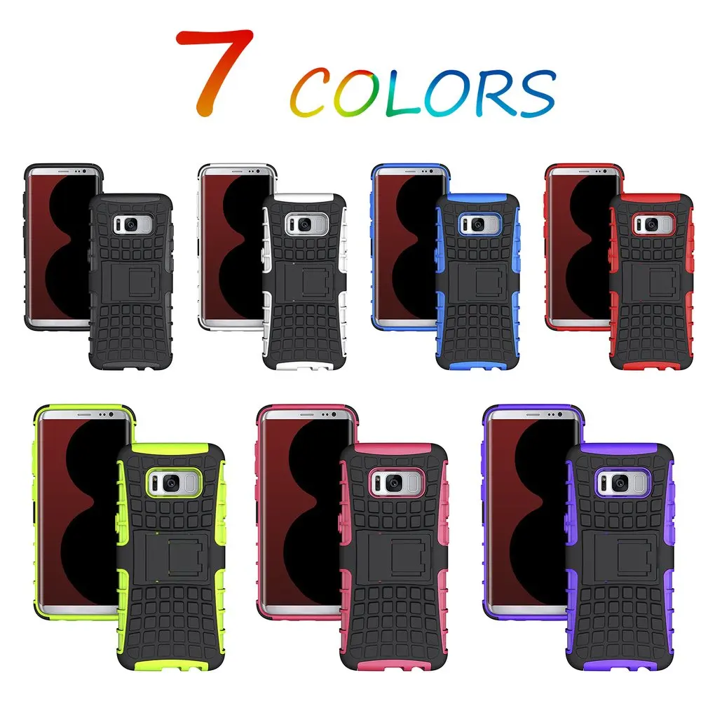 2017 PC&ampTPU phone shell Tire Pattern Resistant Mobile Phone Case Shockproof Dual Layer Cover With Stand For Samsung S8 cases |