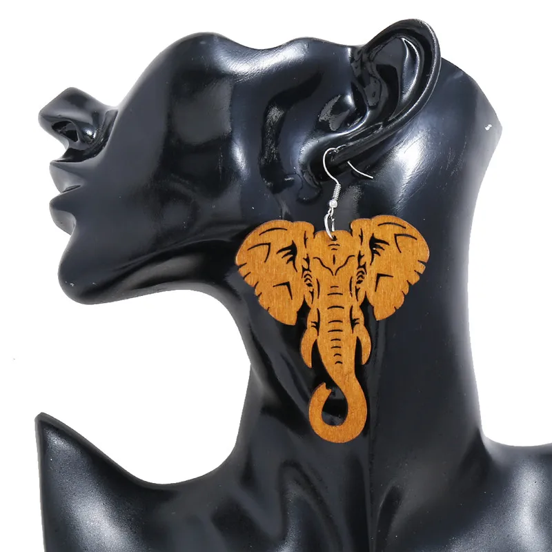 LNRNAN 2020 новые серьги в форме капель с головой слона для женщин деревянные