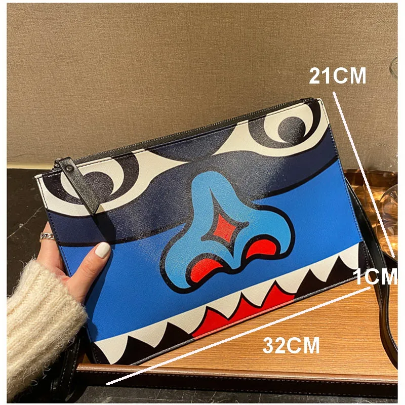 

Diinovivo Cartoons Printing Clutch Bag Rock Style Shoulder Bag Casual Crossbody Bag Luxury Leather Hand bags For Women WHDHV1708