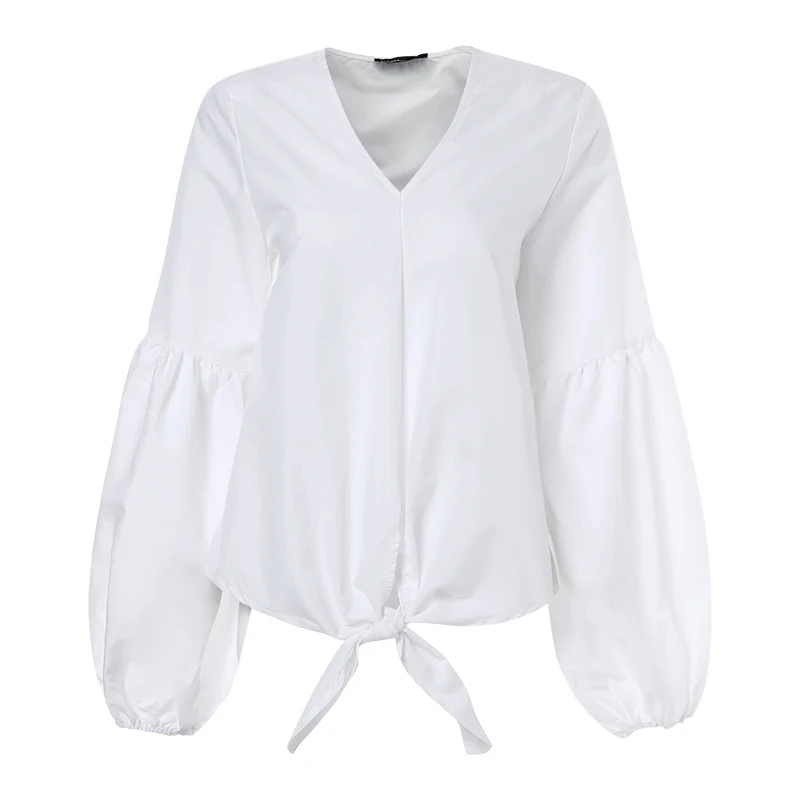 Женские блузки больших размеров 2020 Осенние офисные женские рубашки с v образным