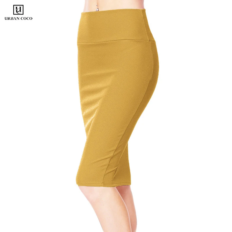 Urban CoCo Женская однотонная эластичная облегающая юбка карандаш до колена|Женские