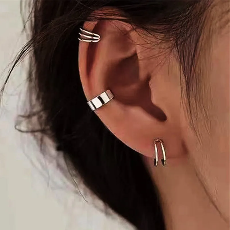 

3/5Pc Gold Color Ear Clip Women Fashion Earrings No Piercing Ear Cuff Punk Cartilage Earring Without Ear Hole