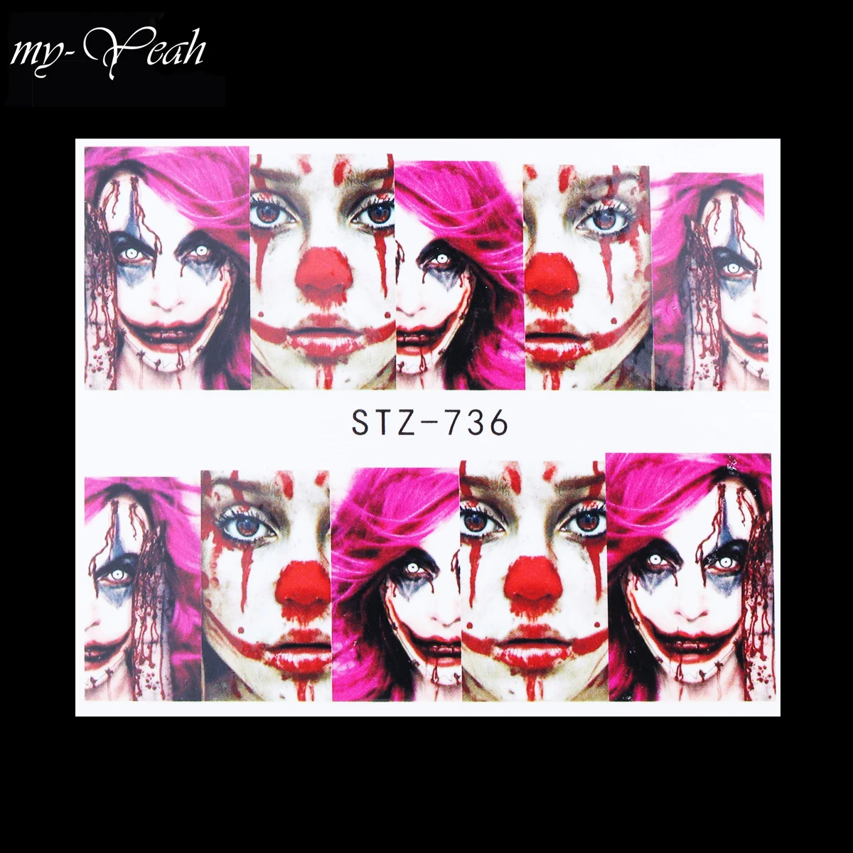 12 Styles Nail Art Skull Bone Joker Pattern Water Transfer Stickers Terror Series Full Cover Watermark DIY Decorations | Красота и