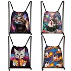 Сумка унисекс на шнурке, с изображением единорога, кошки, для подростков