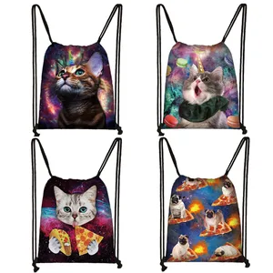 Сумка унисекс на шнурке, с изображением единорога, кошки, для подростков