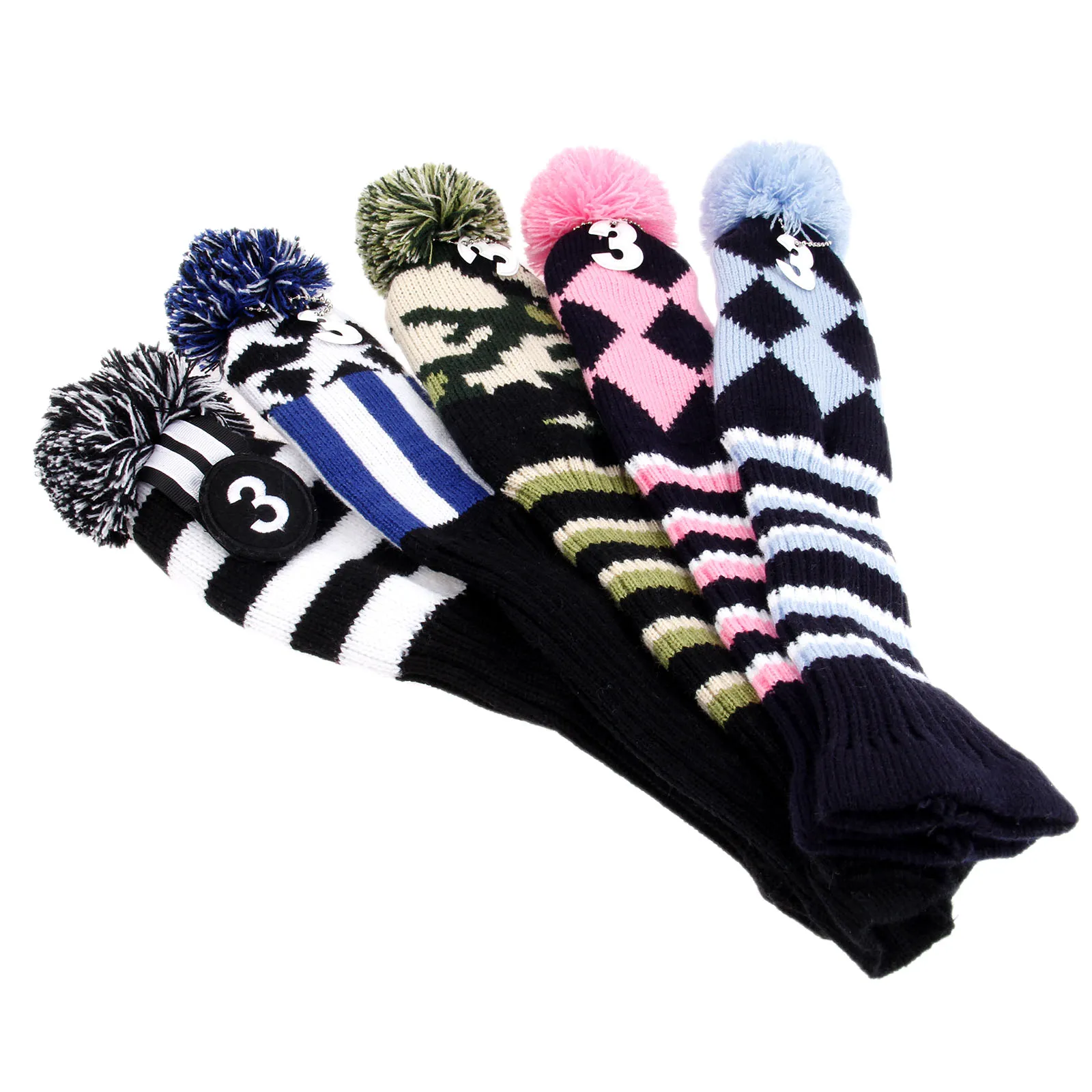 3 шт./компл. гибридные Чехлы для клюшек гольфа с помпоном мягкие шерстяные вязаные