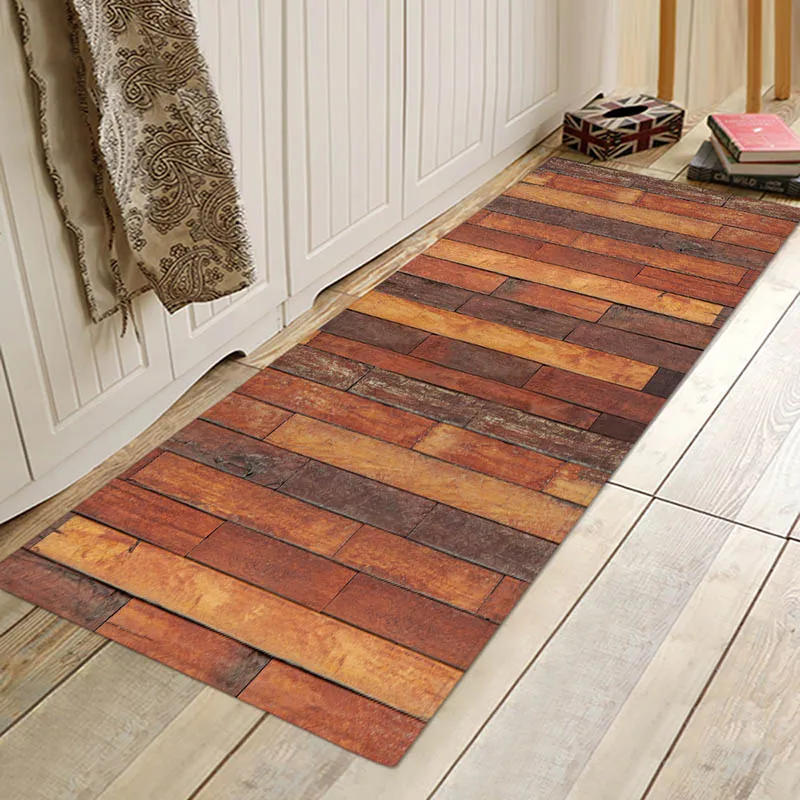Brown wood bars 3 Brown wood bars Flannery printing Anti-Slip absorbent home mat - Цвет: Brown wood bars 3