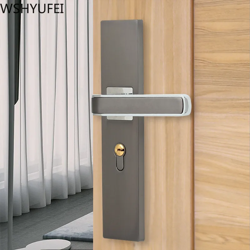 

European and American bedroom household universal room solid wood door handle simple set handle silent old-fashioned lock